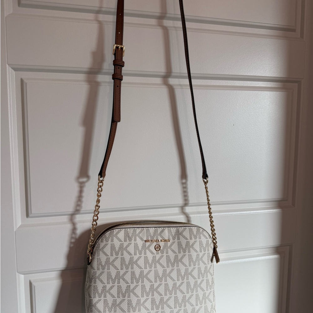 Michael Kors Cream and Brown Logo Purse and Wallet Set - Picture 2 of 6